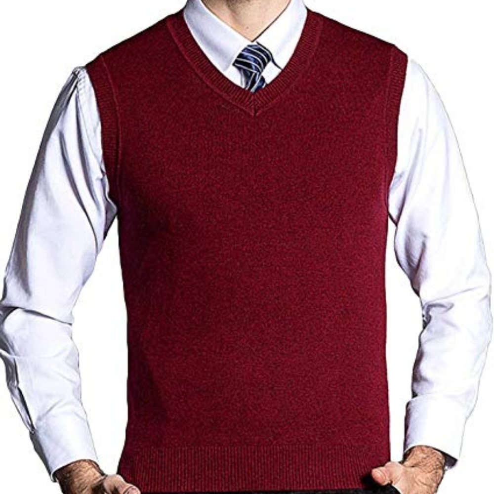 Burgandy V-Neck Sweater Vest B0037